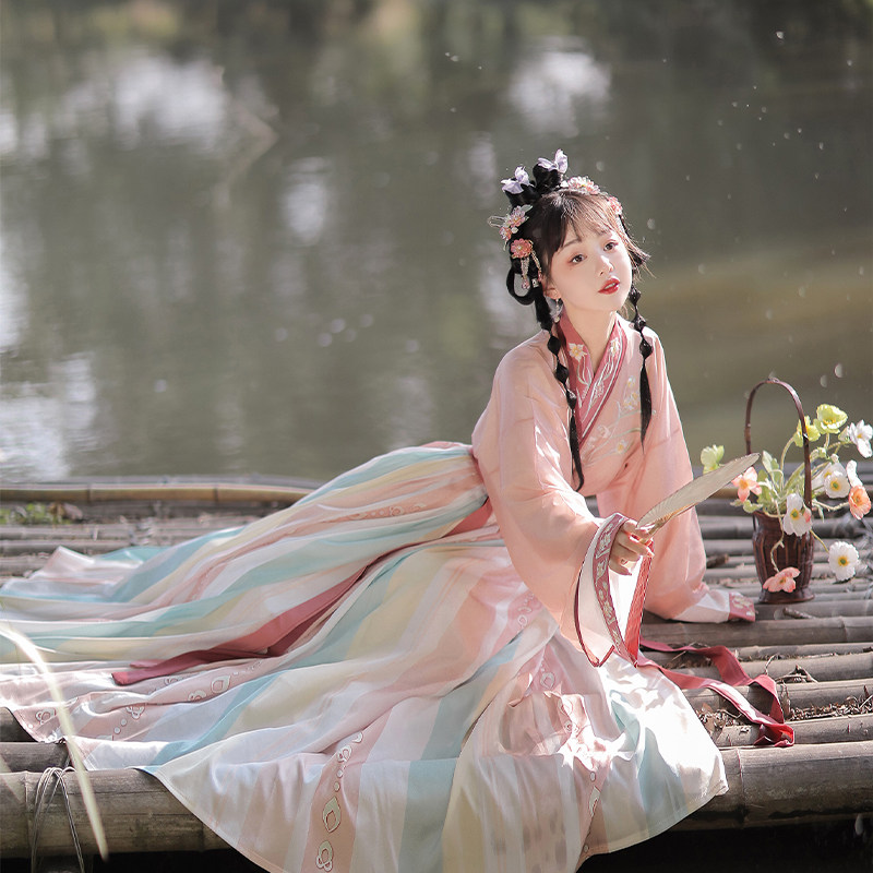汉服女超仙 晋制一片式齐腰套装春秋新款中国风凌波仙子-阿里巴巴