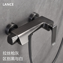 LANCE Wire Drawing Gun Grey Bathtub Shower Faucet full copper hot and cold shower sprinkle suit square water mixing valve