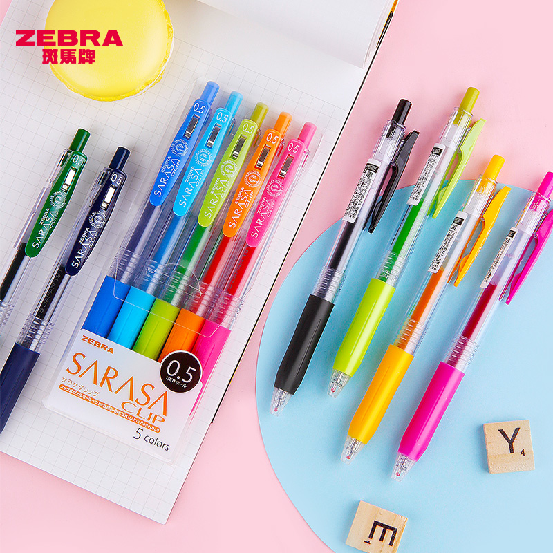 Japan ZEBRA zebra JJ15 Colour pressing in motion Pen Water-based Pen Students with quick dry signature pen SARASA red blue black hand ledger fresh small stationery 0-5 zebra learning stationery supplies