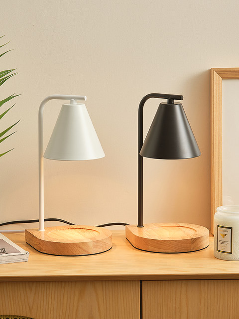 Amazon's best-selling lily of the valley aromatherapy melting wax lamp bedside wooden candle melting lamp simple Japanese-style smokeless temperature-adjustable night light