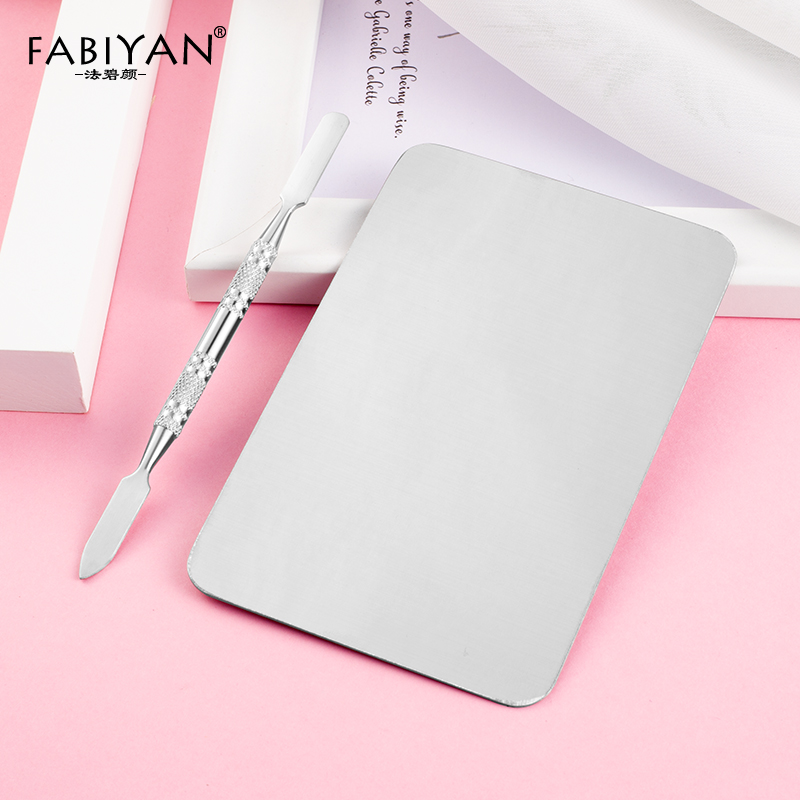 Fabiyan ビューティーマニキュアセットステンレススチール製プロフェッショナルリキッドファンデーションパレット、カラースティック付きメイクアップアーティスト用小皿