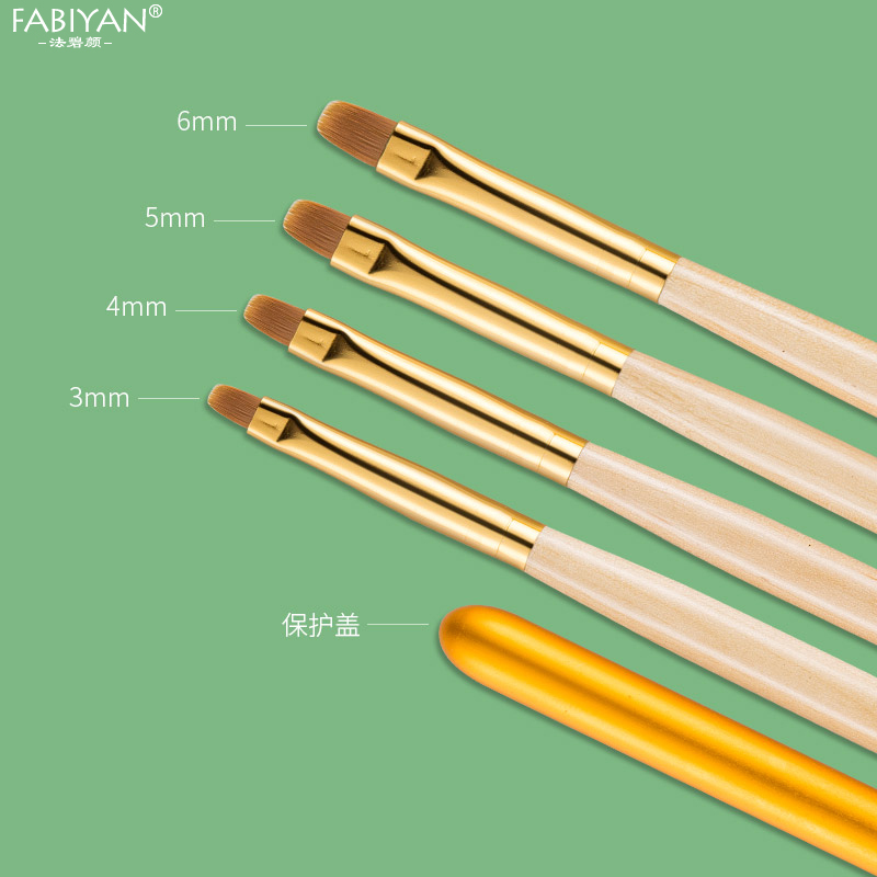Fabiyan Round Head Nail Art Gel Pen Nail Painting Pen Wooden Handle with Pen Cap Single Nail Art Tool Brush Set