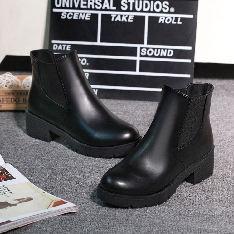 Women's Short Boots for Spring and Autumn, Mid-Heel, 2026 New Style, Slip-On, Versatile, Round Toe, Martin Boots, Single Boots, Chunky Heel, Short Shaft, and Ankle Boots