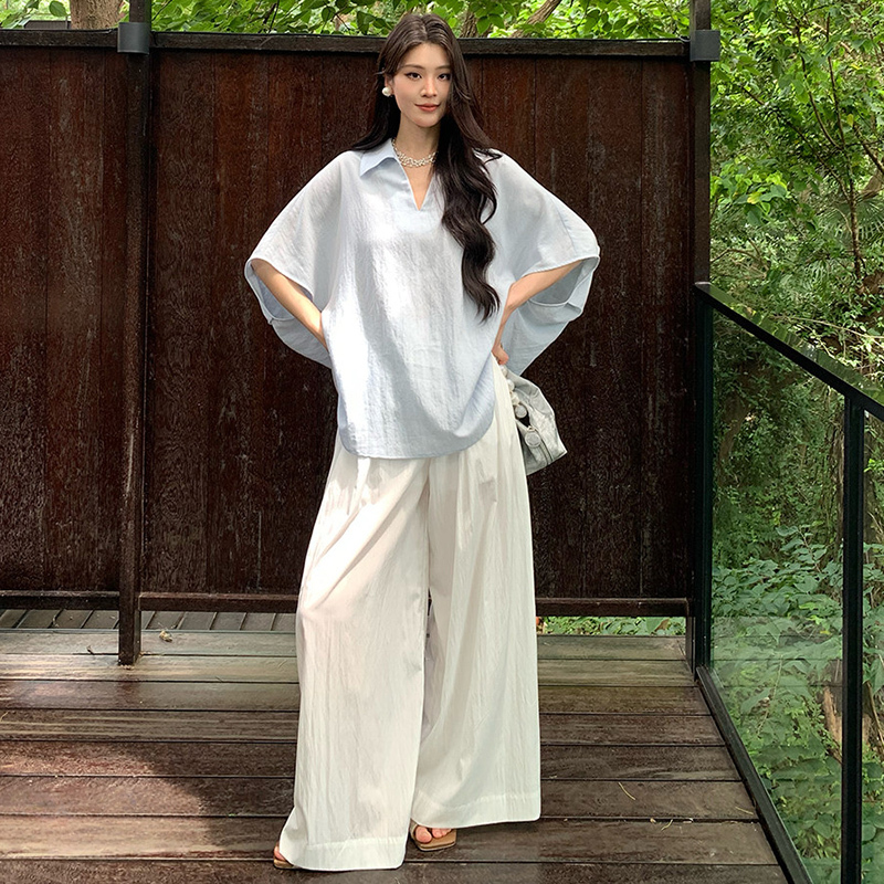Maternity Summer Outfit Trendy Mom Pregnancy Wear Loose Old Money Style Linen Batwing Sleeve Shirt White Drawstring Wide-Leg Pants Maternity Summer Outfit Trendy Mom Pregnancy Wear Loose Old Money Style Linen Batwing Sleeve Shirt White Drawstring Wide-Leg Pants