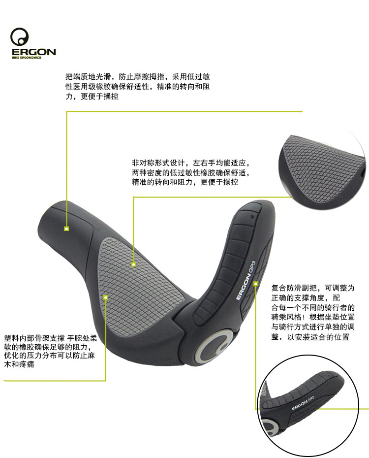 Poignées de vélo ERGON - Ref 2338606 Image 13