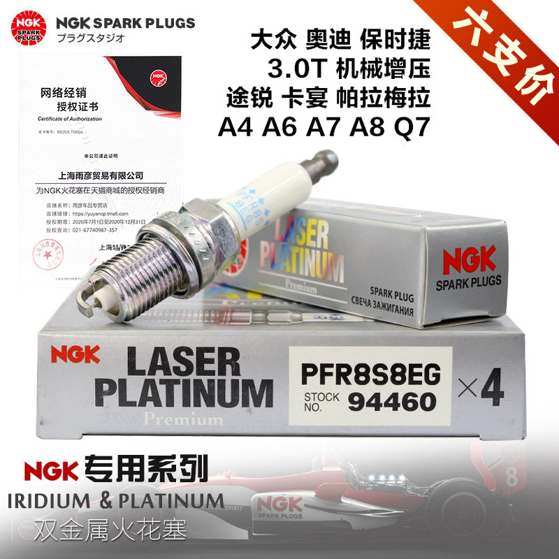Ngk Double Platinum Spark Plug Pfr8S8Eg 94460 Audi A6L Q5 Q7 Phaeton Cayenne Touareg 3.0t