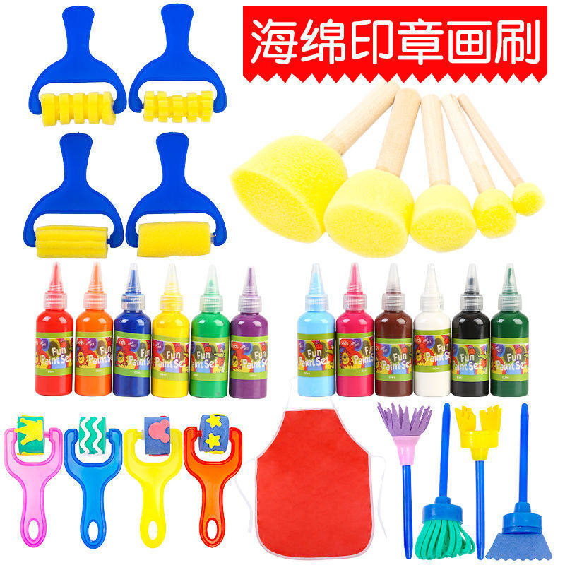 Children's art materials round spongy brush painting graffiti tools mushroom head seal kindergarten DIY rubbing