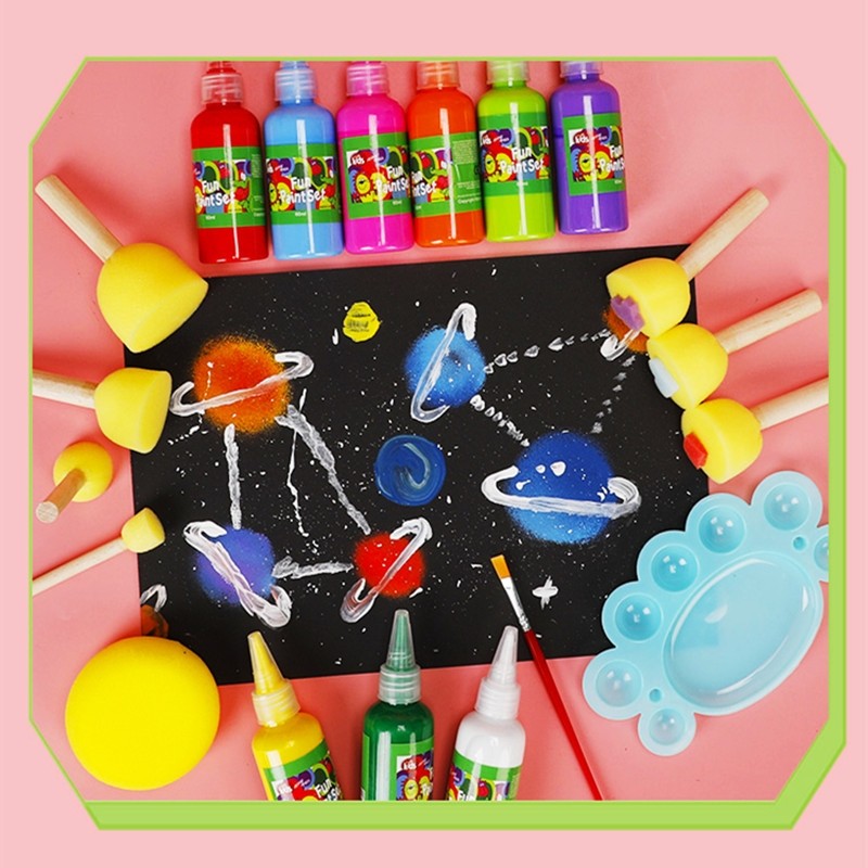 Sponge seal pigment rubbing tool painting set kindergarten painting round sponge stick painting brush art materials
