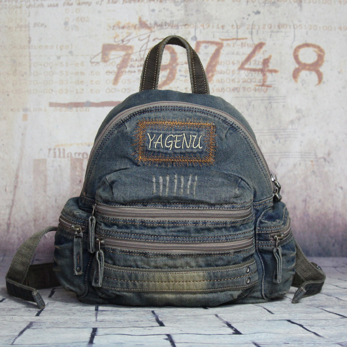 Day Ensemble Denim Cloth Double Shoulder Bag Women Bag Retro Style Windbag Casual Travel Bag Fashion Teenage Schoolbags Han Edition Trend