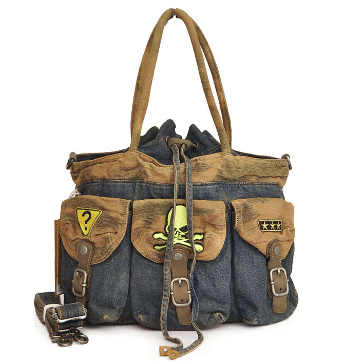 Yagenu's new casual women's bag, shoulder bag, diagonal handbag, Korean version, washed denim bag, retro bag, tide