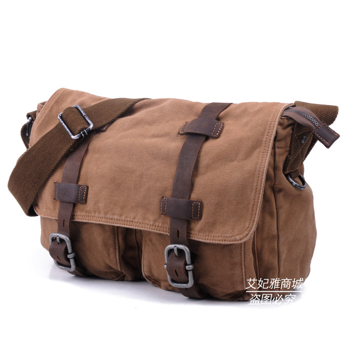 European and American fashion canvas bag shoulder bag diagonal bag casual bag retro messenger bag business retro men's bag big bag tide