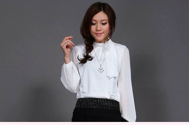 Mùa thu mới 2018 size lớn áo thun nữ tay dài chạm đáy áo sơ mi voan Hàn Quốc áo voan nữ thủy triều