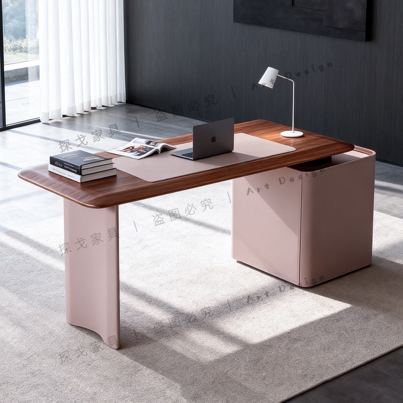 Italian-Style Minimalist Saddle Leather Desk, Light Luxury Desk, Designer Model, Simple Modern Storage Desk Italian-Style Minimalist Saddle Leather Desk, Light Luxury Desk, Designer Model, Simple Modern Storage Desk