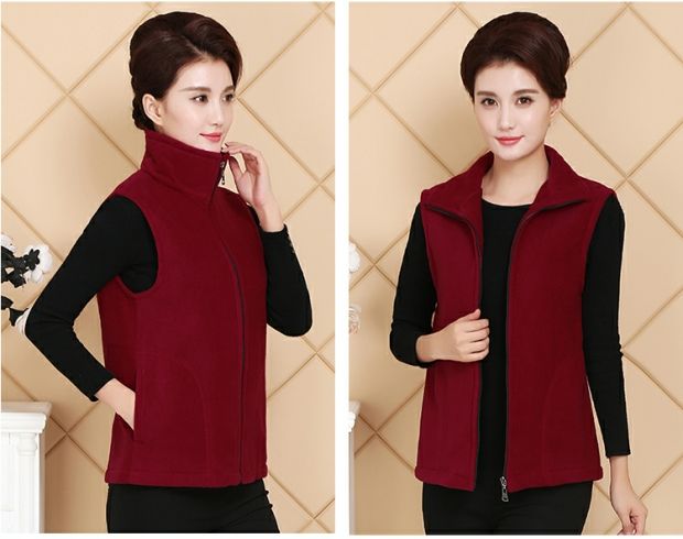 Phụ nữ trung niên vest lông cừu vest mùa thu và mùa đông mẹ sáng mặc áo lông cừu vest vest áo sơ mi cỡ lớn đầm cho người trung niên u40