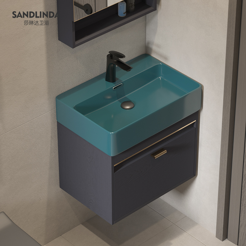 Stainless steel hanging wall style washbasin cabinet small family style dressing room Easy hanging wall washbasin washbasin terrace basin