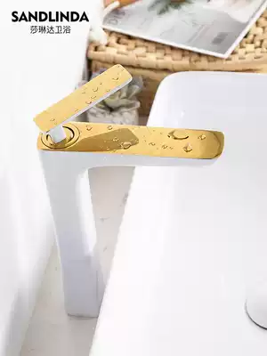 Golden paint white European light luxury faucet hot and cold household dressing room wash basin basin faucet