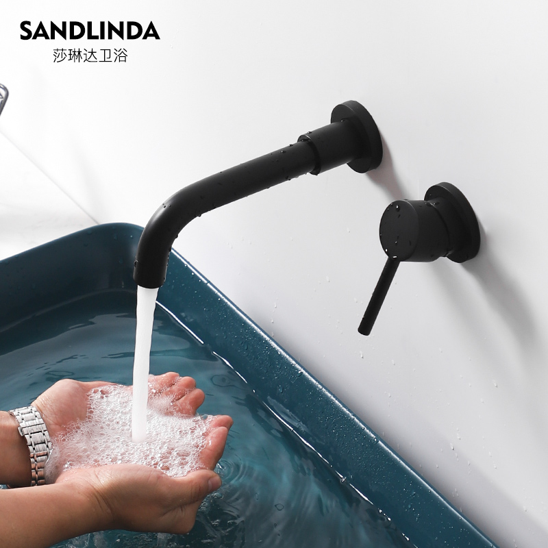 (Special Price) Entry Wall Concealed tap Nordic Creative Black Makeup Room Wash Wash Face Basin Tap