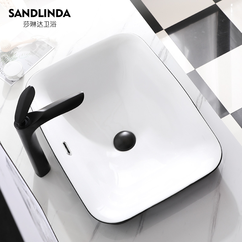 Take a 50% off] Nordic Taichung Basin Semi-Embedded Countertop Basin Washbasin Home Powder Room Ceramic Washbasin