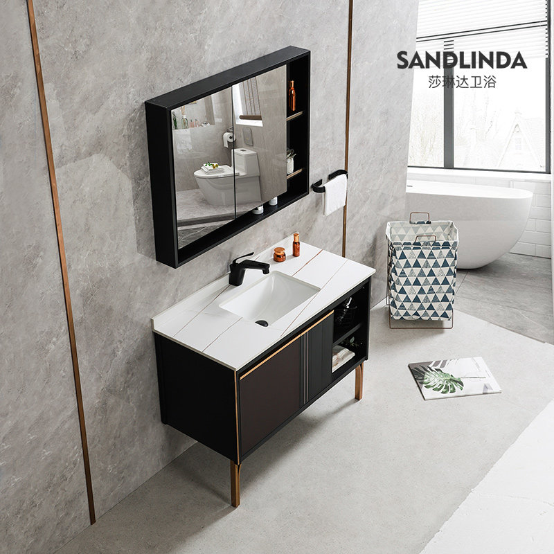 Rock Board Washbasin Cabinet Space Aluminum Bath Room Cabinet Combined Floor Style Dressing Room Wash Bench Bathroom