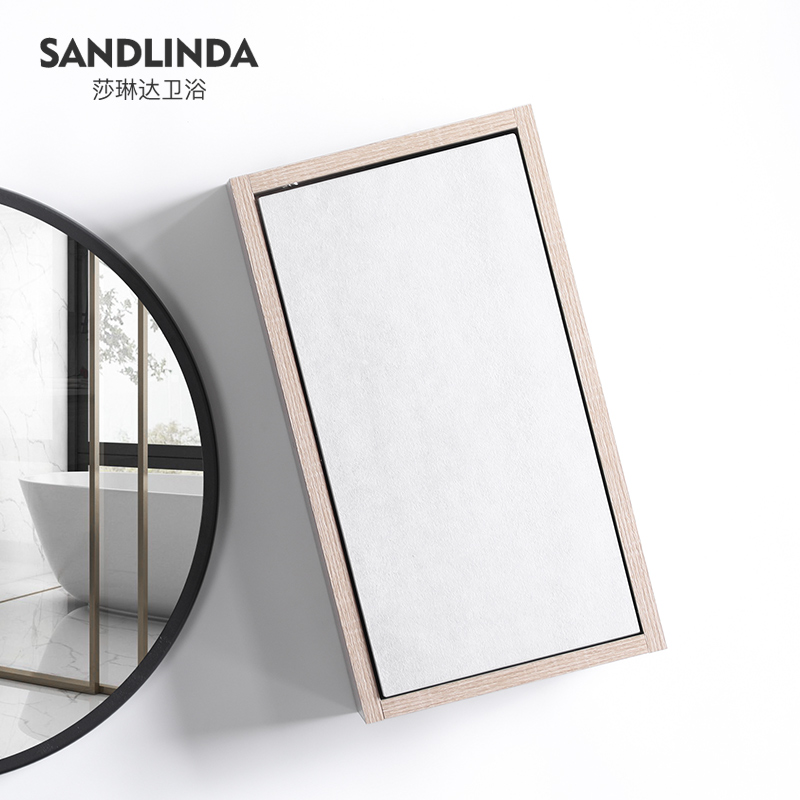 Multi-storey solid wood bathroom mirror side cabinet wall-mounted small toilet storage storage cabinet narrow hanging cabinet