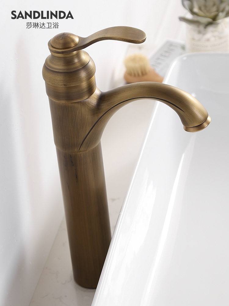 European retro antique bronze basin faucet Hot and cold powder room household wash basin Wash basin faucet
