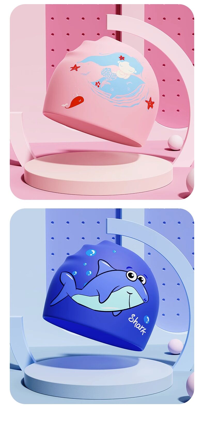 Детская водонепроницаемая полиуретановая плавательная шапочка для плавания подходит для мужчин и женщин, мультяшная шапка 