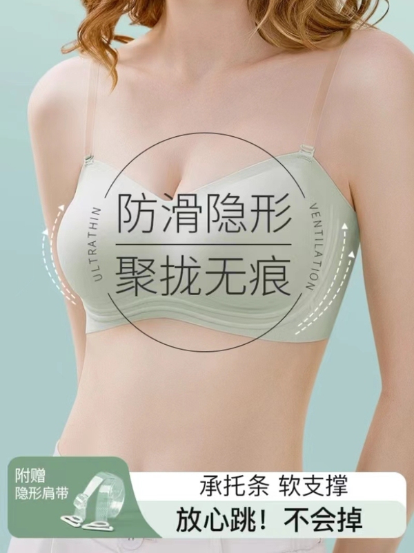 Strapless Non-Slip Transparent Strapless Bra for Women with Small Busts, Push-Up Bandeau, Wedding Dress Special Bra, Anti-Exposure Chest Wrap for Summer
