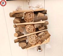  Medium and large parrot natural log gnawing toy cane ball hardwood primary color building block string bird cage pendant supplies
