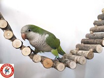 Natural Parrot Wood Climbing climbing Hemp Rope Log Cloud Ladder Suspension Bridge Bird Cage Accessories Pendant to Bite Toy