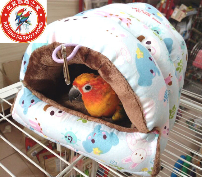 Super thick medium and small parrot warm cotton nest warm nest Bird house insulation bird nest Hand-made winter nest A closed bed