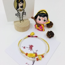 Zhaojun Gold Paved handmade gold 999 Chisel Engraving Double-Festive Seawater Pearl exorcism Rope Customize