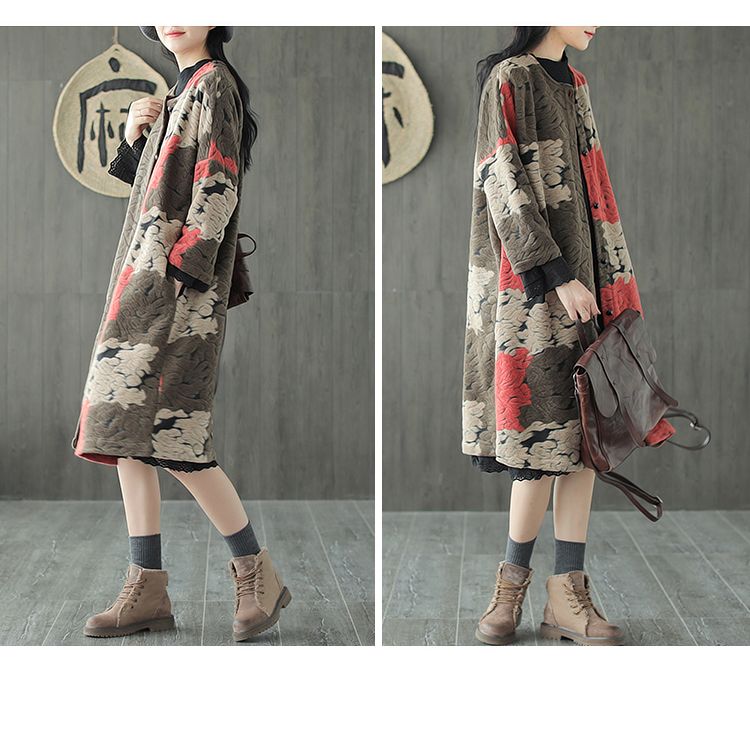 Sản phẩm tai nhỏ 2018 thu đông mùa đông mới retro jacquard len nữ áo khoác vai rơi áo dài tay áo khoác gió nữ