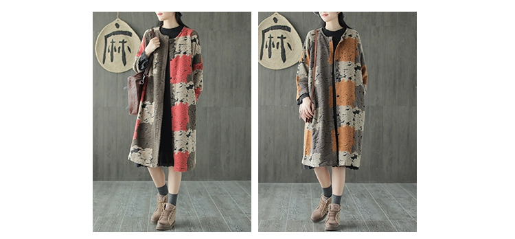 Sản phẩm tai nhỏ 2018 thu đông mùa đông mới retro jacquard len nữ áo khoác vai rơi áo dài tay