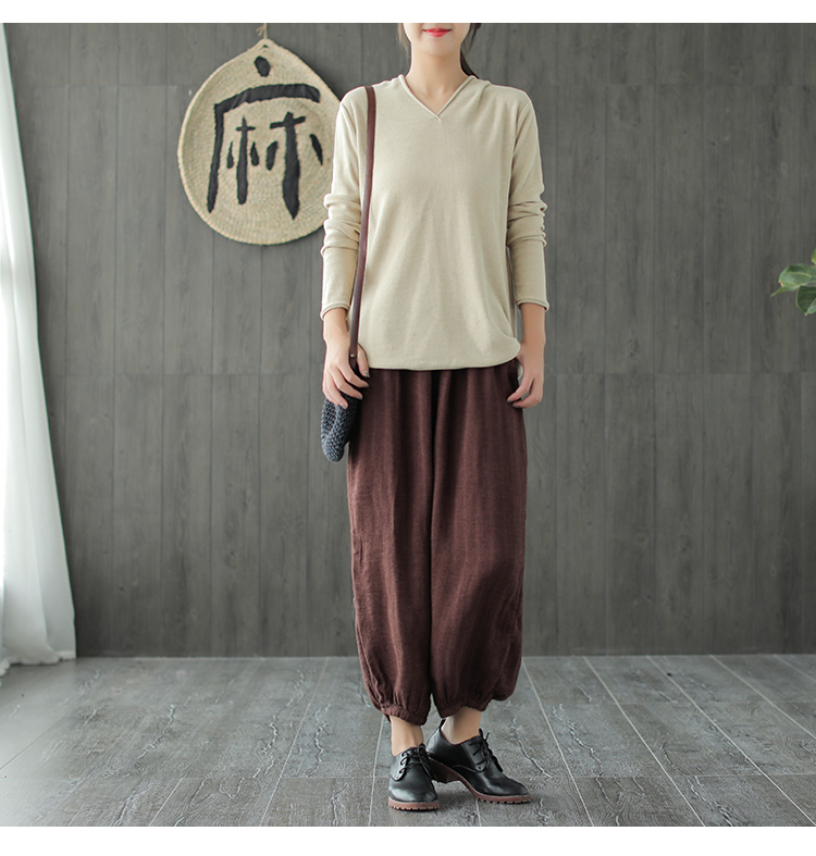 Sản phẩm tai nhỏ 2018 thu đông mới phong cách thuần chất nghệ thuật áo len cotton nữ lười biếng retro lỏng ngọn áo len kiểu