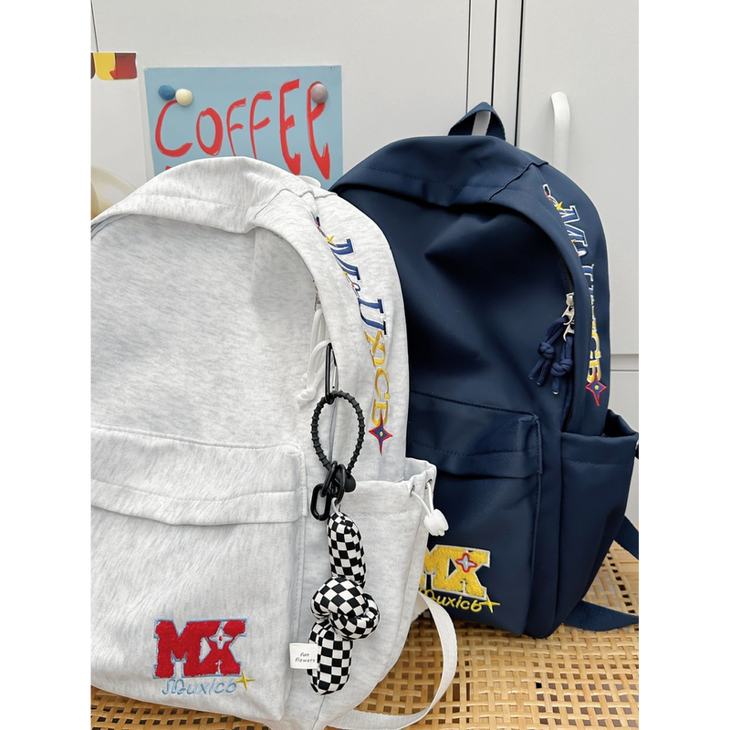 French Mlcanikans Schoolbag for Women, Japanese Retro Embroidered Schoolbag, Junior and Senior High School Student Men's Backpack, American Style