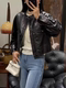 European sheepskin oil wax leather leather jacket for women 2025 autumn new stand-up collar casual motorcycle jacket short coat