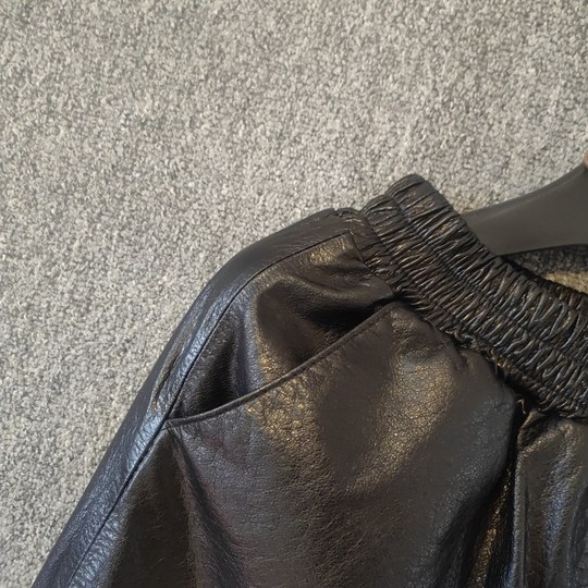 Winter new style genuine leather nine-point women's casual leather pants cowhide oil wax leather warm elastic waist down leggings granny pants