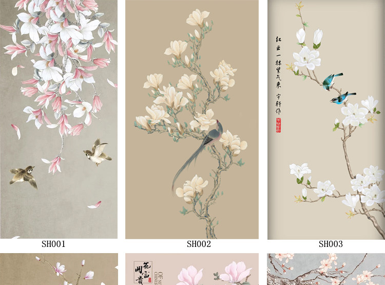 Flower - bird material folding screen partition canvas transpires through Jo its yarn thickness gauze selection drawing drawing