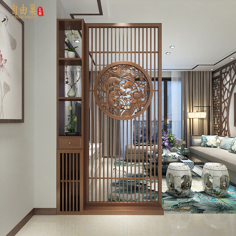 Chinese hollow carved screen partition decoration living room tea room entrance porch partition shelf more than every year