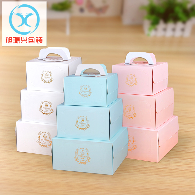 4 6 8 10 inch pink blue white bronzing cake box Baking West Point packing box portable birthday cake box