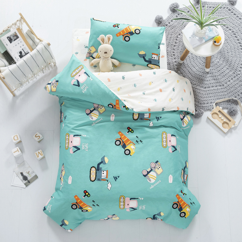 Class A 60s pure cotton kindergarten quilt three-piece nap special baby into the park Children's quilt cover Six-piece set with core
