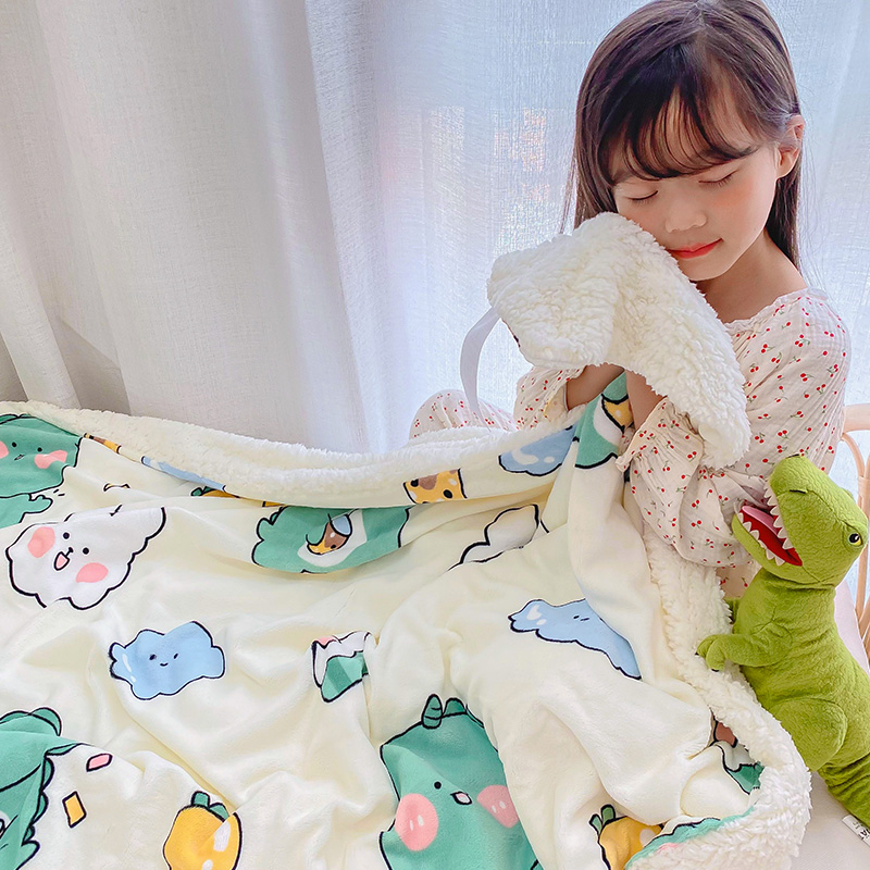 Children blankets double-layered thickened goat suede small by kindergarten afternoon nap baby Coral Suede Milk Suede Blanket