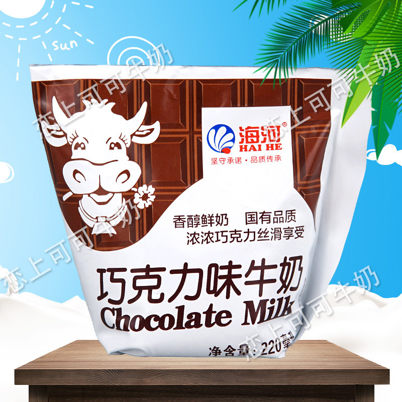 Tianjin Sea River Milk Dairy Chocolate Milk Modulated Milk 220 * 18 Net Red Milk Shake bagged