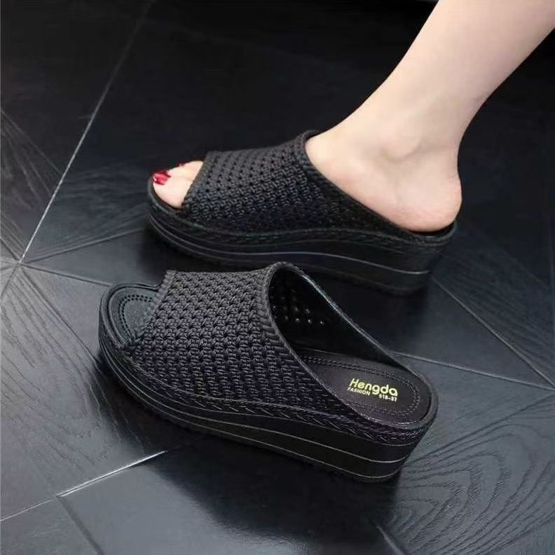 2026 New Style Women's Summer Woven Hollow-Out Slip-On Sandals with Wedge Heel, Thick Sole, Height-Increasing, Non-Slip, Outdoor Wear Sandals 2026 New Style Women's Summer Woven Hollow-Out Slip-On Sandals with Wedge Heel, Thick Sole, Height-Increasing, Non-Slip, Outdoor Wear Sandals