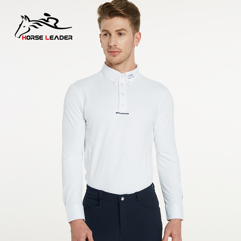 Professional Equestrian Shirts Adult Horseback Riding T-shirt Summer Thin speed dry race Long sleeves Men's white horse racing horseback riding