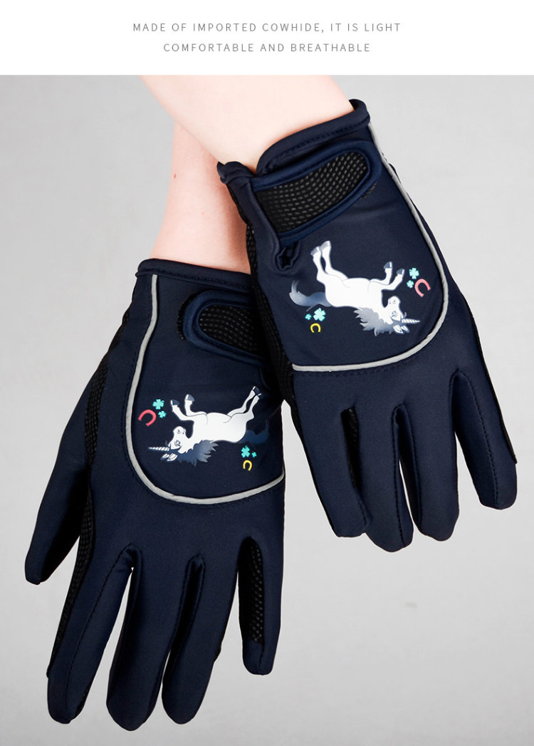 Equestrian equipment Children's silicone wear-resistant riding gloves Female and male equestrian supplies knight competition breathable beginner gloves
