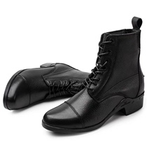 Equestrian Short Boots Lychee Tattoo Imported Head Layer Bull Leather Lacing Professional Riding British Short Boots Equipped Knight Horse Boots