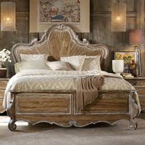 American country imported solid wood big bed Vintage old home double bed Master bedroom carved custom villa furniture