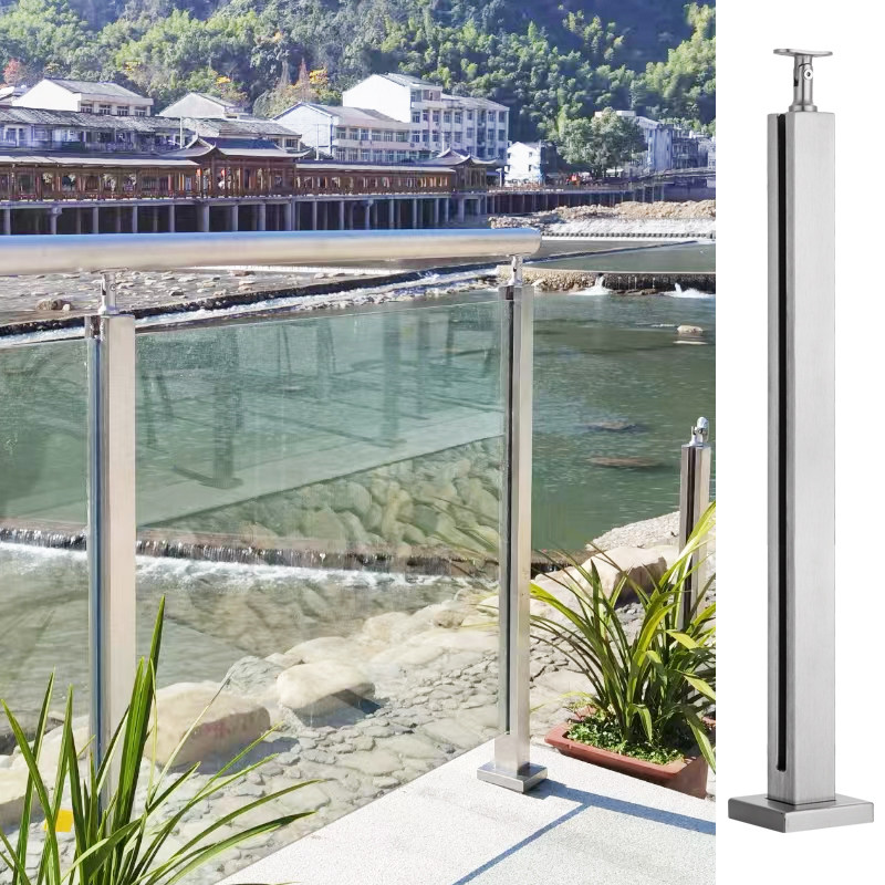 Stair stainless steel handrail railing fence outdoor balcony glass guardrail tempered glass handrail simple and modern