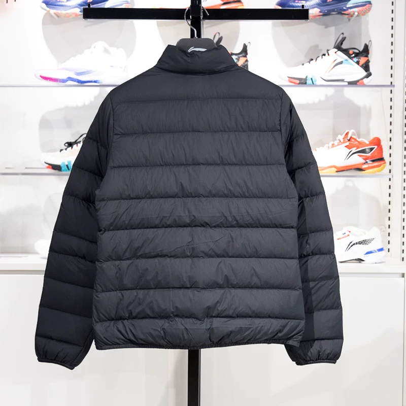 Ли Нинг, зимняя велюровая пуховик для зала, утка пух, slim fit